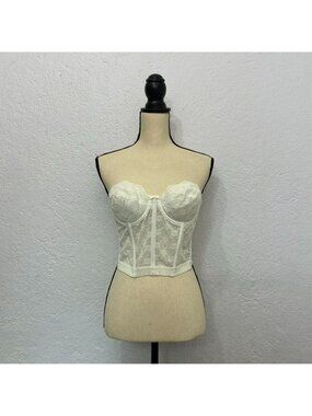 Vintage bridal lace bustier corset bra top Size 36b